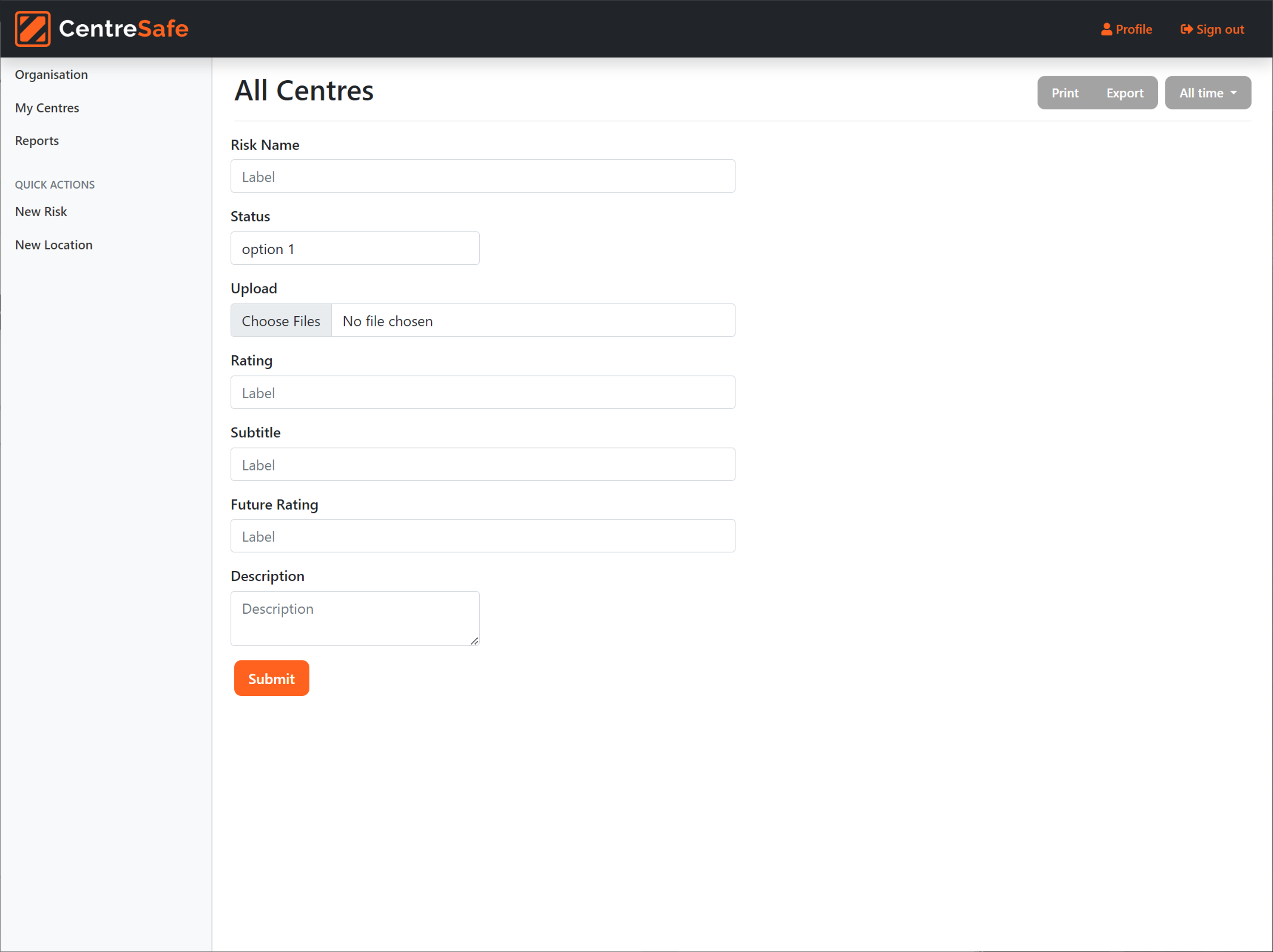 CentreSafe Web Design screenshot